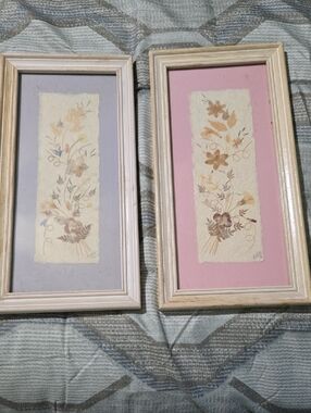 Set of 2 Framed Floral Watercolor Prints - Pink & Lavender Mats